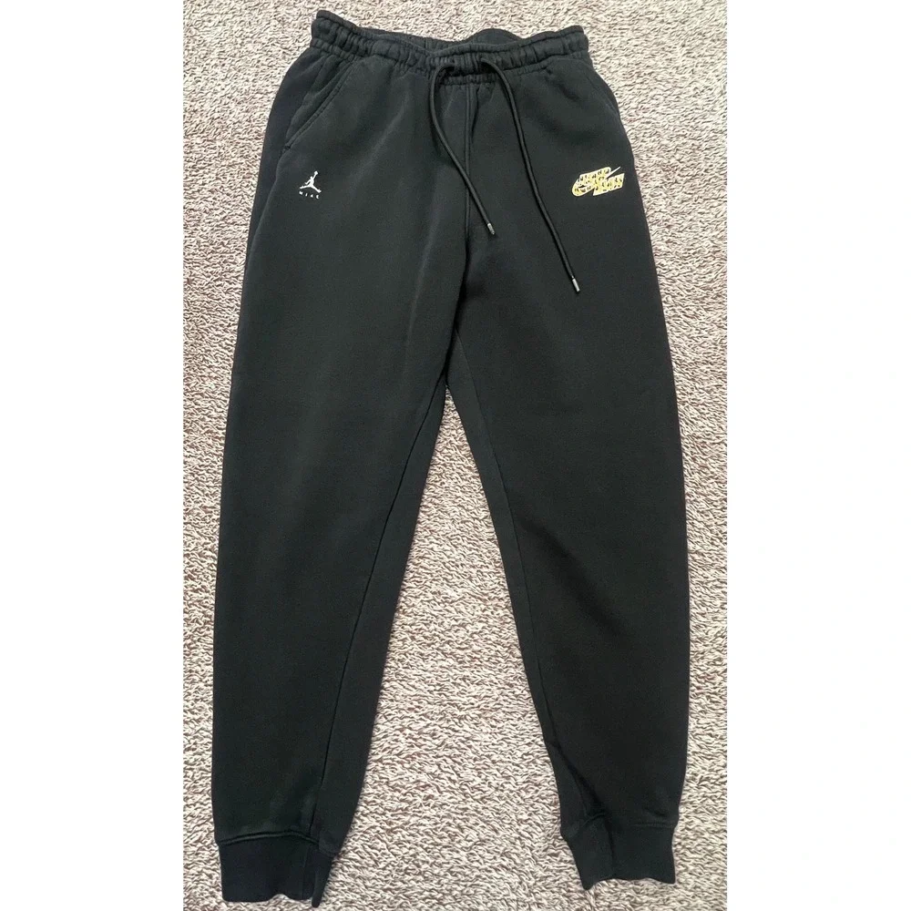 Nike Air Jordan Jogger Sweatpants Mens S Black Leopard Logo Fleece Pants Jumpman